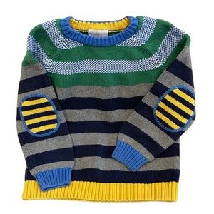 Hanna Andersson Boy’s Striped Cotton Knit Sweater Elbow Patches 5 or 110cm